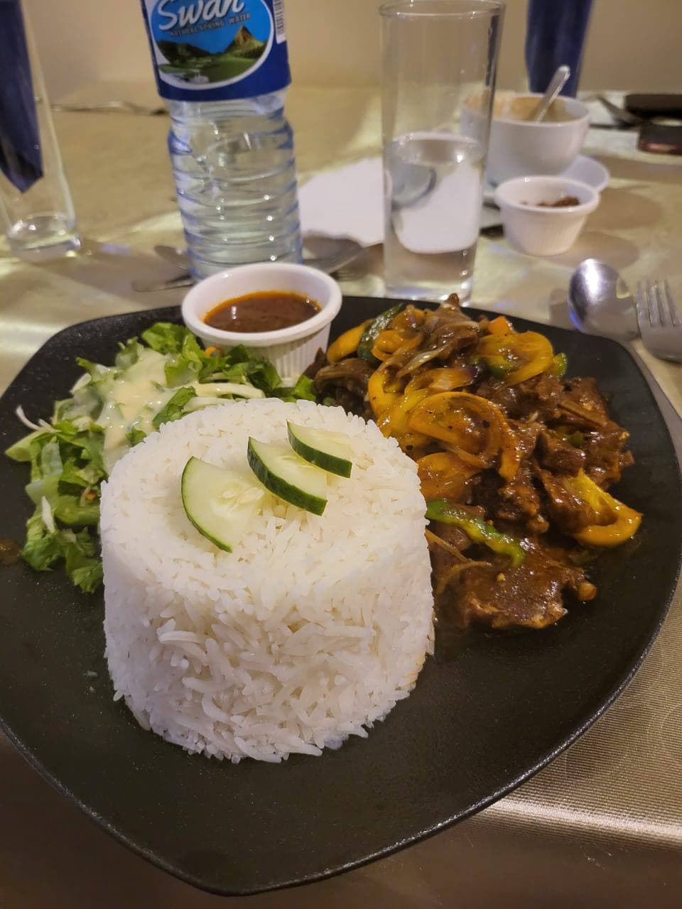 White rice & pepper beef